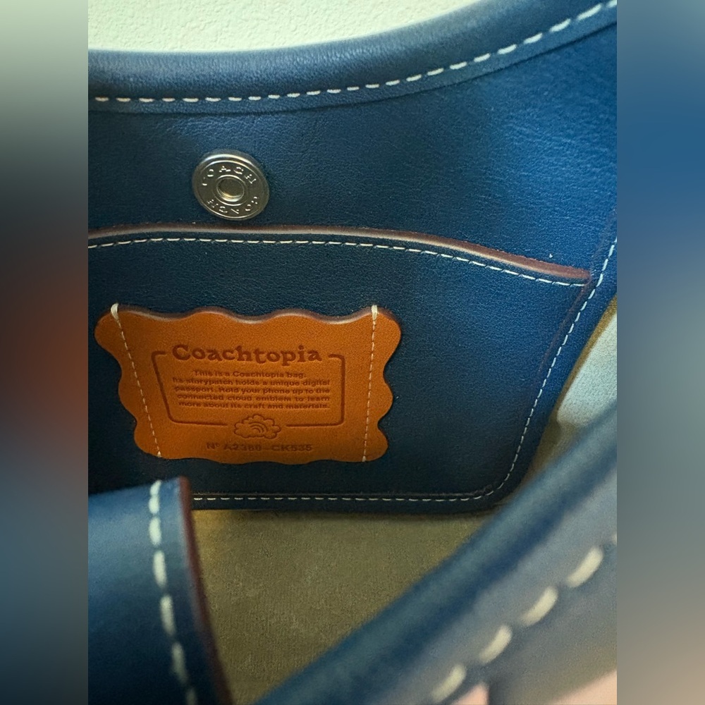 Coachtopia Ergo Handbag In Upcrafted Checkerboard Leather Deep Blue/Ice Purple - Picture 6 of 11